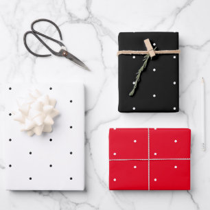 Polka dotiert Schwarz-weißes, winziges Muster Geschenkpapier Set