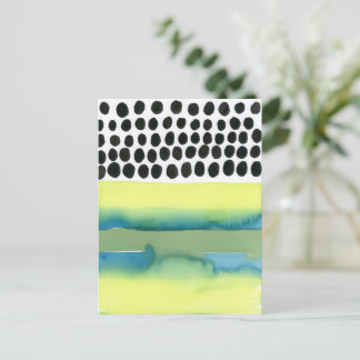 Polka Dots Abstrakte Wasserfarben Geometrische Pos Postkarte