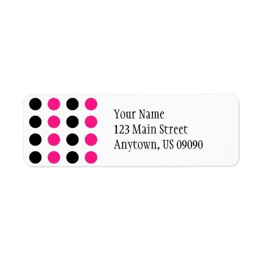 Polka Dots Address Label (Hot Pink / Black) (Vorne)