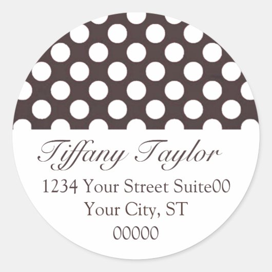 Polka-Dots-Adressenaufkleber Runder Aufkleber (Vorderseite)