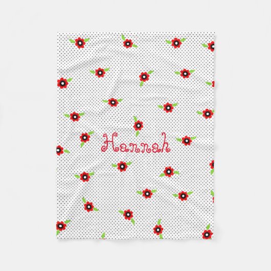 Polka Dots and Blume Personalisiert Fleece Blanket (Vorderseite)