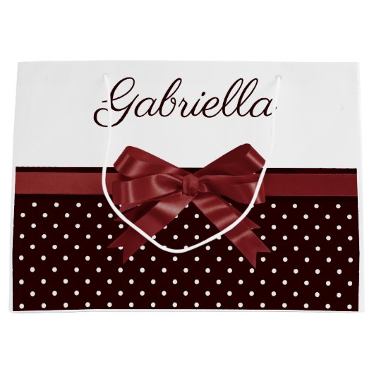 Polka Dots and Bow Große Geschenktüte (Vorderseite)