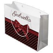 Polka Dots and Bow Große Geschenktüte (Rückseite Schrägansicht)