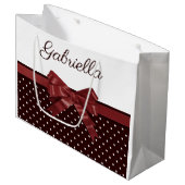 Polka Dots and Bow Große Geschenktüte (Vorderseite Schrägansicht)