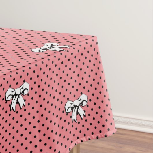 Polka Dots and Bows Pink Schwarz-weiß Retro Style Tischdecke (Beispiel)