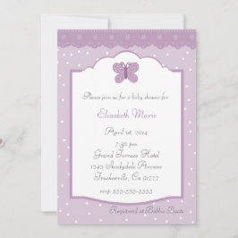 Polka Dots and Butterfly Lavender Baby Shower Einladung