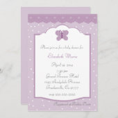 Polka Dots and Butterfly Lavender Baby Shower Einladung (Vorne/Hinten)