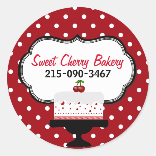 Polka Dots and Cherry Cake Bakery Sticker (Vorderseite)