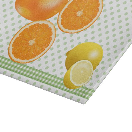 Polka Dots and Citrus Glass Cutting Board Schneidebrett (Ecke)