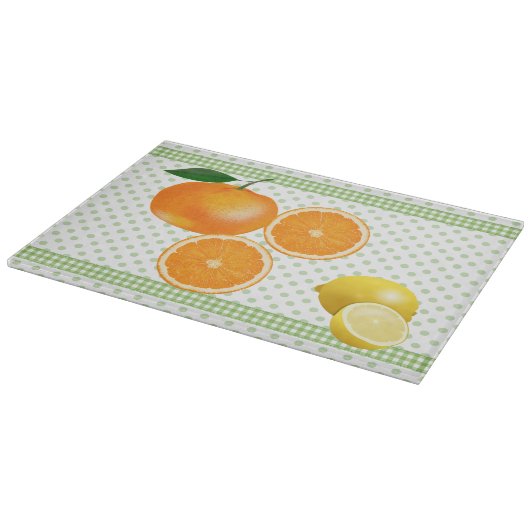 Polka Dots and Citrus Glass Cutting Board Schneidebrett (Ecke)