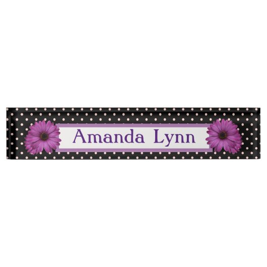 Polka Dots and Daisies Namensplakette (Vorderseite)