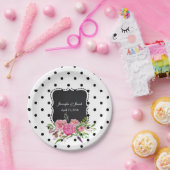Polka Dots and Peonies Wedding Paper Plate Pappteller (Party)