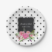 Polka Dots and Peonies Wedding Paper Plate Pappteller (Vorderseite)