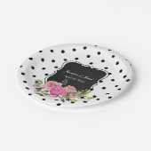 Polka Dots and Peonies Wedding Paper Plate Pappteller (Schrägansicht)