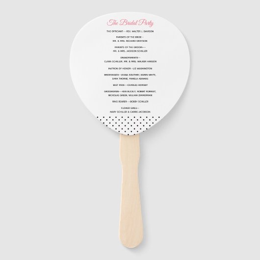 Polka Dots and Peonies Wedding Program Fan Fächer (Rückseite)