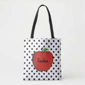 Polka Dots and Red Apple Teachers Tote Bag Tasche (Vorderseite)