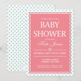 Polka Dots and Ribbon Pink Baby Shower Einladung