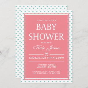 Polka Dots and Ribbon Pink Baby Shower Einladung