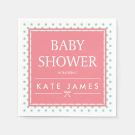 Polka Dots and Ribbon Pink Baby Shower Serviette