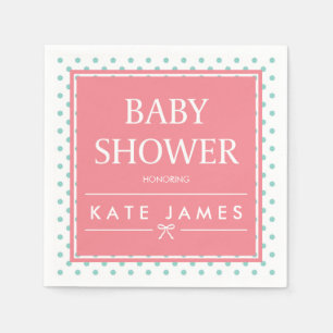 Polka Dots and Ribbon Pink Baby Shower Serviette