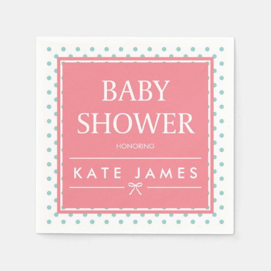 Polka Dots and Ribbon Pink Baby Shower Serviette (Vorderseite)