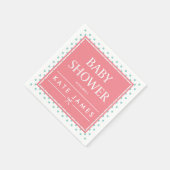 Polka Dots and Ribbon Pink Baby Shower Serviette (Ecke)