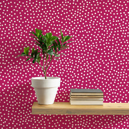 Polka Dots and Spoam Cream auf Magenta Red Tapete