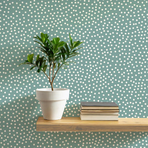 Polka Dots and Spots Cream on Sage Green Tapete