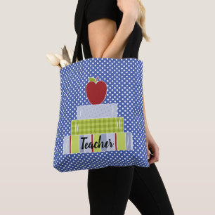 Polka Dots and Stack Books Teachers Tasche