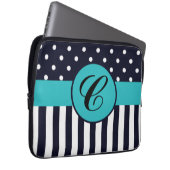 Polka Dots and Stripes Mit Monogramm Laptop-Sieb Laptopschutzhülle (Vorne Rechts)