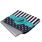 Polka Dots and Stripes Mit Monogramm Laptop-Sieb Laptopschutzhülle (Vorne Knopf)