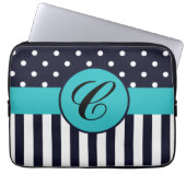 Polka Dots and Stripes Mit Monogramm Laptop-Sieb Laptopschutzhülle (Vorderseite)