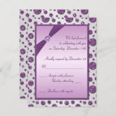 Polka-Dots-Antwort-Karte für Silber und Lila Glitz Einladung (Vorne/Hinten)