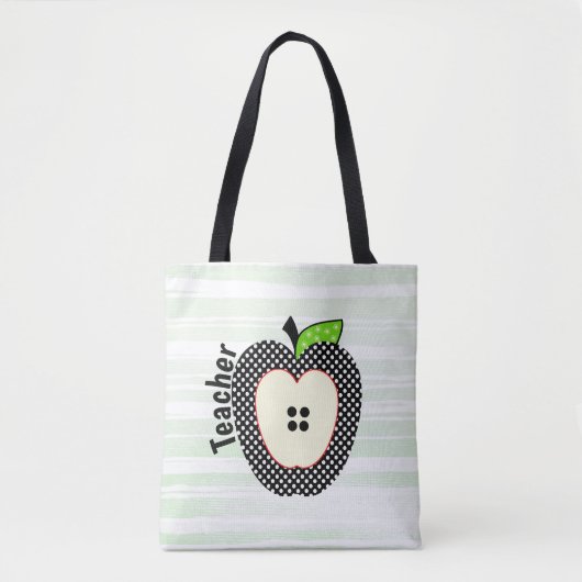 Polka Dots Apple Teachers Tote Bag Tasche (Vorderseite)