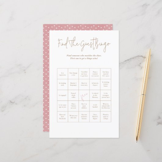 Polka Dots Baby Bear Guest Bingo Baby Showspiel (Vorderseite/Rückseite Beispiel)