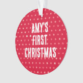 Polka Dots Baby's First Christmas Custom Foto Ornament (Vorderseite)