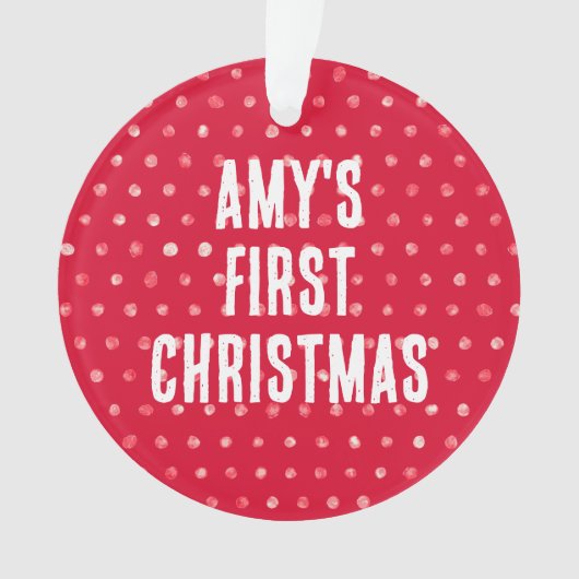 Polka Dots Baby's First Christmas Custom Foto Ornament (Vorderseite)