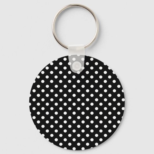Polka Dots Black and White Schlüsselanhänger & Lan (Vorderseite)