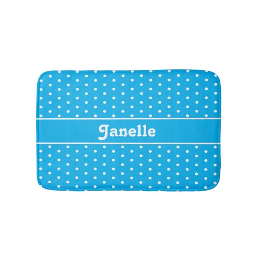 Polka Dots Blau und Weiß Badematte (Vorderseite)
