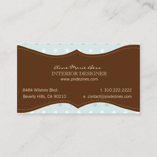 Polka Dots Blue Chocolate Visitenkarten Visitenkarte (Rückseite)