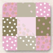Polka Dots Blume Braunrosa Quilt Untersetzer (Vorderseite)