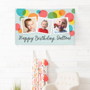 Polka Dots Boys Foto Geburtstagsparty Banner