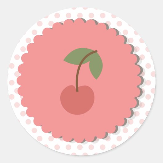Polka Dots & Cherry Cupcake Topper/Sticker Runder Aufkleber (Vorderseite)
