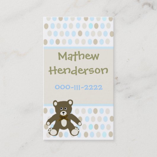 Polka Dots Children's Calling Card Telefonnummerkarte (Vorderseite)