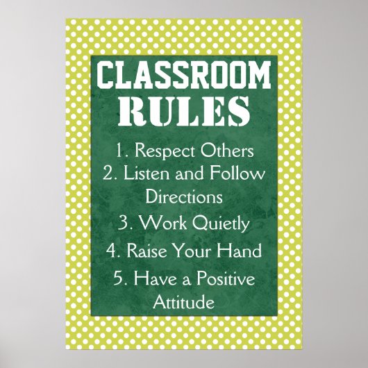 Polka Dots Classroom Rules Poster (Vorne)