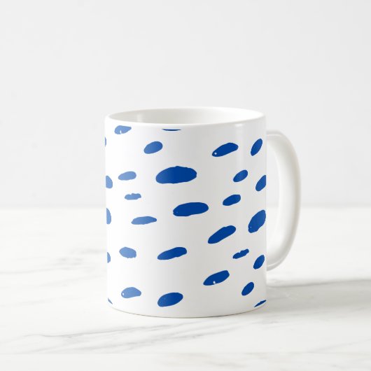 Polka Dots Cobalt Blue Pattern Kaffeetasse (VorderseiteRechts)