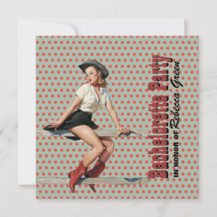 Polka dots cowgirl Western Junggeselinnen-Abschied Einladung