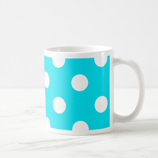 Polka dots cyan hex code 00E3F4 Kaffeetasse (Rechts)