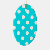 Polka dots cyan hex code 00E3F4 Keramik Ornament (Rechts)