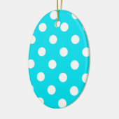 Polka dots cyan hex code 00E3F4 Keramik Ornament (Links)